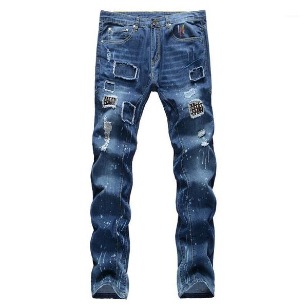 men's jeans men's plus size rivet slim denim trendy painted holes ripped pants trousers1, Blue
men's jeans men's plus size rivet slim denim trendy painted holes ripped pants trousers1, Blue