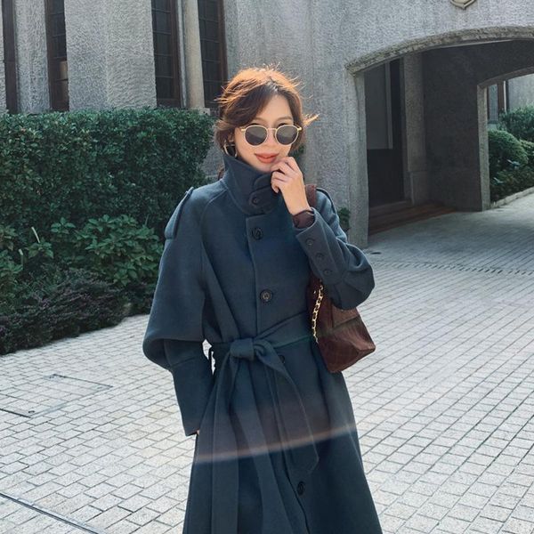 women's wool & blends fall clothes for women gray-blue and brown coat 2021 loose long clothing, Black
women's wool & blends fall clothes for women gray-blue and brown coat 2021 loose long clothing, Black