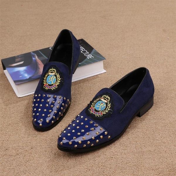 dress shoes blue fall men's casual round toe loafers british style comfortable embroidered leather rivets flat business, Black
dress shoes blue fall men's casual round toe loafers british style comfortable embroidered leather rivets flat business, Black