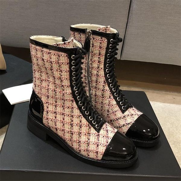 plaid women boots runway ankle boots lace up low heels women shoes tweed botas mujer mixed color combat brand booties, Black
plaid women boots runway ankle boots lace up low heels women shoes tweed botas mujer mixed color combat brand booties, Black