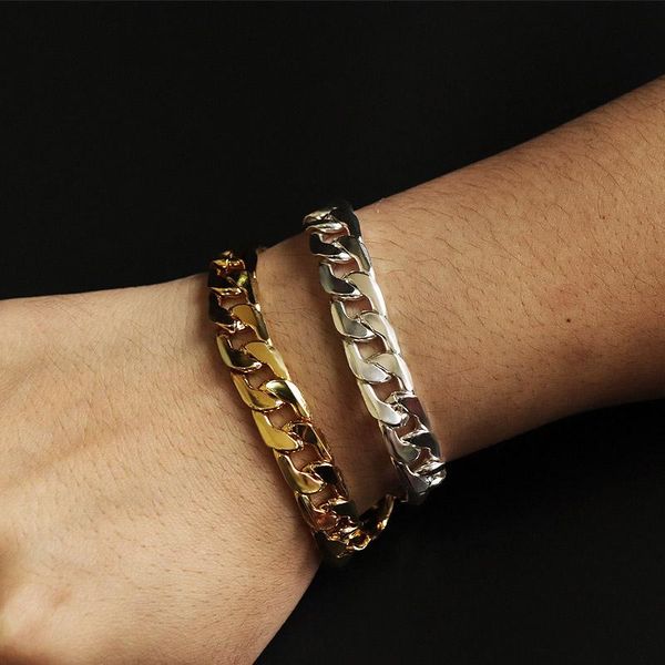 men's bracelet gold/silver color curb cuban link chain copper mens womens bracelets bangle gold tone 6mm/10mm wide, Black
men's bracelet gold/silver color curb cuban link chain copper mens womens bracelets bangle gold tone 6mm/10mm wide, Black