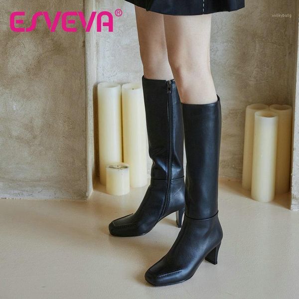 esveva 2021 zipper square med heel cow leather knee high boots platform square toe black women boots shoes size 34-391
esveva 2021 zipper square med heel cow leather knee high boots platform square toe black women boots shoes size 34-391