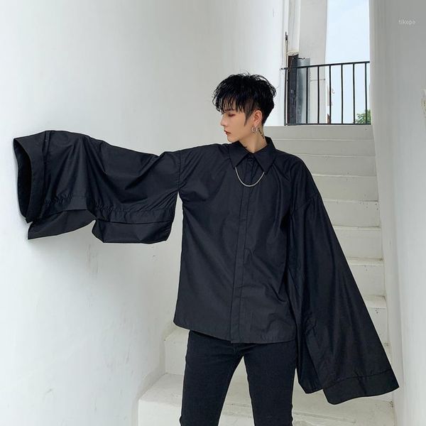 men wide long sleeve black white shirt male japan style gothic sleeve stage fashion show clothing1, White;black
men wide long sleeve black white shirt male japan style gothic sleeve stage fashion show clothing1, White;black