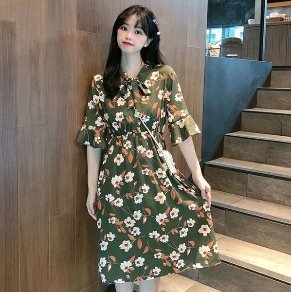owefn short-sleeved summer new korean style 2020 flower printed fashion dress swing slimming large waist dress student women's clothing, Black;gray
owefn short-sleeved summer new korean style 2020 flower printed fashion dress swing slimming large waist dress student women's clothing, Black;gray