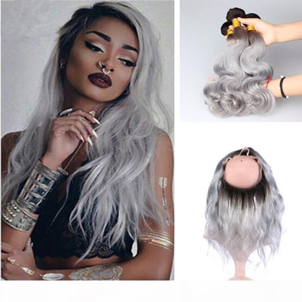 two tone sliver grey hair 360 lace frontal with bundles 1b grey ombre body wave virgin hair with full lace band frontal closure, Black;brown
two tone sliver grey hair 360 lace frontal with bundles 1b grey ombre body wave virgin hair with full lace band frontal closure, Black;brown