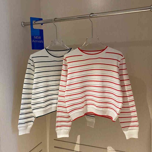 2022 factory wholesale new model 21 early autumn gu + stripe knit crew neck pullover casual long sleeve sweater women's, White;black
2022 factory wholesale new model 21 early autumn gu + stripe knit crew neck pullover casual long sleeve sweater women's, White;black