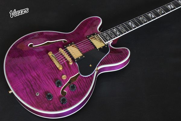 new standard custom ,f hollow body jazz electric guitar, purple tiger flame gitaar,support customization
new standard custom ,f hollow body jazz electric guitar, purple tiger flame gitaar,support customization