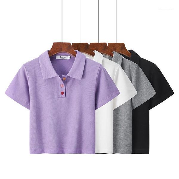 women's t-shirt women streetwear tees summer slim short sleeve turn-down collar crop club high waist solid t shirt purple white1, White
women's t-shirt women streetwear tees summer slim short sleeve turn-down collar crop club high waist solid t shirt purple white1, White