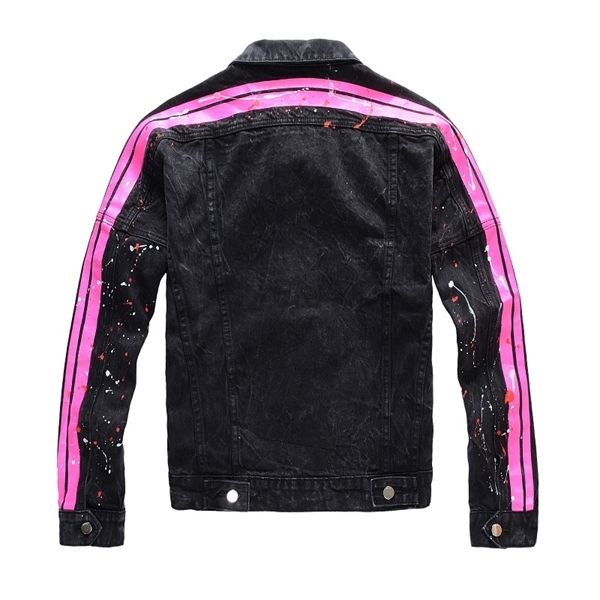 moruancle men's pink red neon jean jacket trendy streetwear painted slim short coat black c1108, Black;brown
moruancle men's pink red neon jean jacket trendy streetwear painted slim short coat black c1108, Black;brown