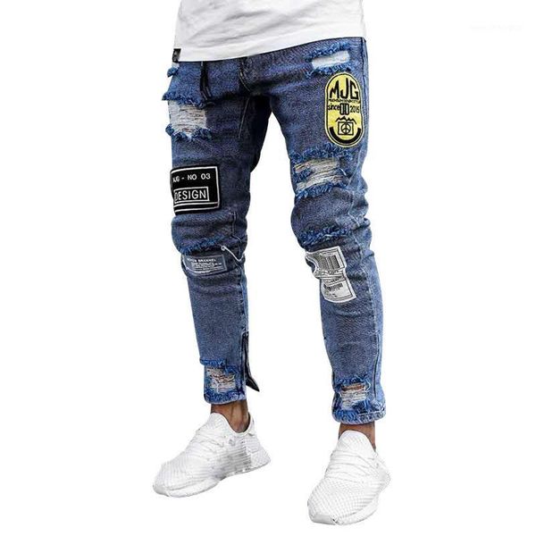 men's jeans men ripped spring summer autumn male personalized badge decoration mid waist elastic slim long trousers streetwear1, Blue
men's jeans men ripped spring summer autumn male personalized badge decoration mid waist elastic slim long trousers streetwear1, Blue