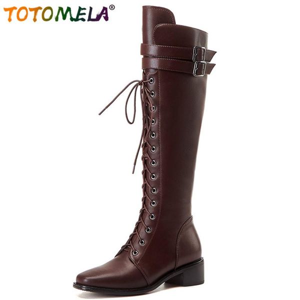 boots totomela est full genuine leather shoes women knee high round toe lace up buckle zip fashion riding woman, Black
boots totomela est full genuine leather shoes women knee high round toe lace up buckle zip fashion riding woman, Black
