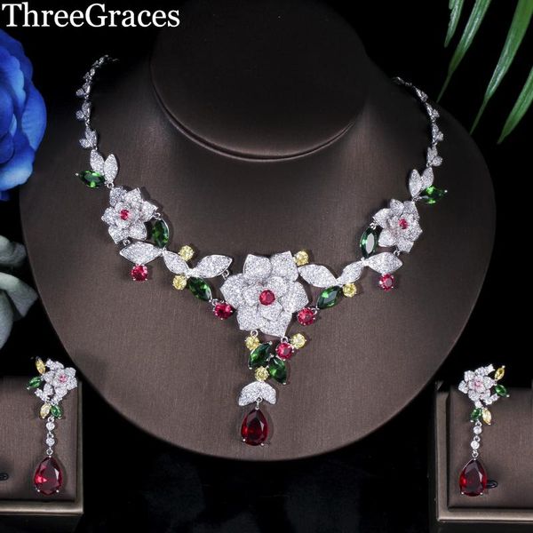 threegraces luxury costume jewelry flower shape multicolored cubic zirconia bridal african wedding party jewellery sets js080, Silver
threegraces luxury costume jewelry flower shape multicolored cubic zirconia bridal african wedding party jewellery sets js080, Silver