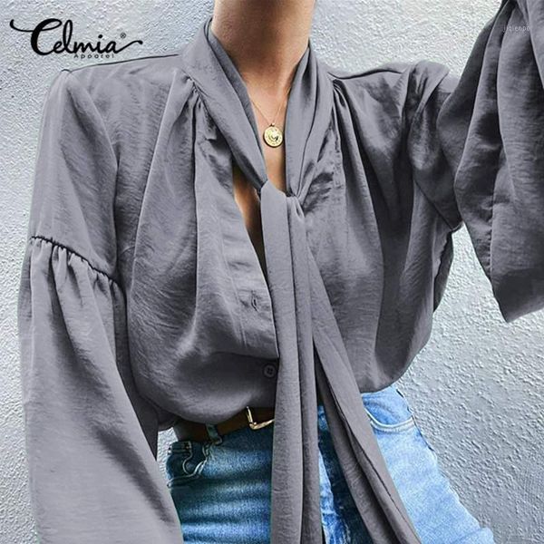 women's blouses & shirts women celmia fashion lantern sleeve 2021 autumn bow tie elegant office party blusas casual plus size tunic1, White
women's blouses & shirts women celmia fashion lantern sleeve 2021 autumn bow tie elegant office party blusas casual plus size tunic1, White