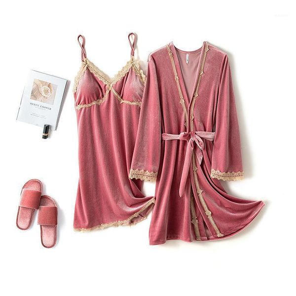 gold velvet pajamas women's autumn and winter sleeprobe lace suspender nightgown 2pcs kimono new home service bride robe1, Black;red
gold velvet pajamas women's autumn and winter sleeprobe lace suspender nightgown 2pcs kimono new home service bride robe1, Black;red