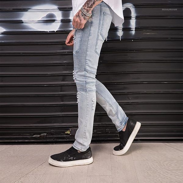 men's jeans 2021 fashion casual slim hip hop ripped hole men's splicing elastic pleated locomotive biker trousers1, Blue
men's jeans 2021 fashion casual slim hip hop ripped hole men's splicing elastic pleated locomotive biker trousers1, Blue