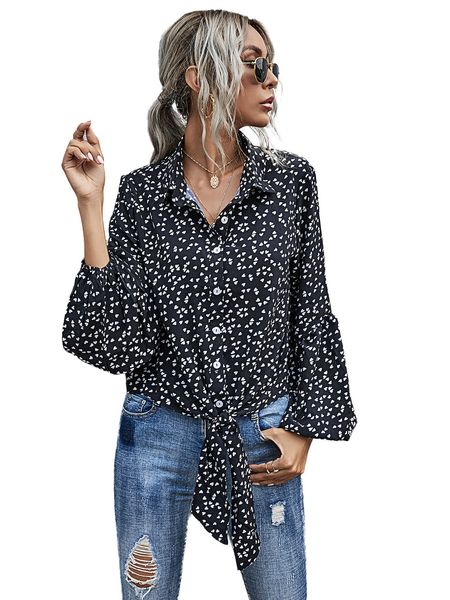 женщины полька dot бинты блуза отворот шея puff рукав осень рубашка женская весна одежда, White 
женщины полька dot бинты блуза отворот шея puff рукав осень рубашка женская весна одежда, White