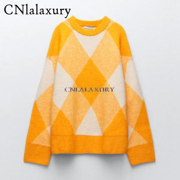 cnlalaxury 2021 autumn za new argyle knitted sweater women loose pullover lazy style sweaters female jumper pull femme pullovers, Black
cnlalaxury 2021 autumn za new argyle knitted sweater women loose pullover lazy style sweaters female jumper pull femme pullovers, Black