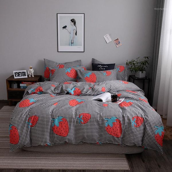pure cotton 13070 4pcs bed set duvet cover flat fitted bed sheet pillowcases strawberry plaid grey yellow flowers soft1
pure cotton 13070 4pcs bed set duvet cover flat fitted bed sheet pillowcases strawberry plaid grey yellow flowers soft1