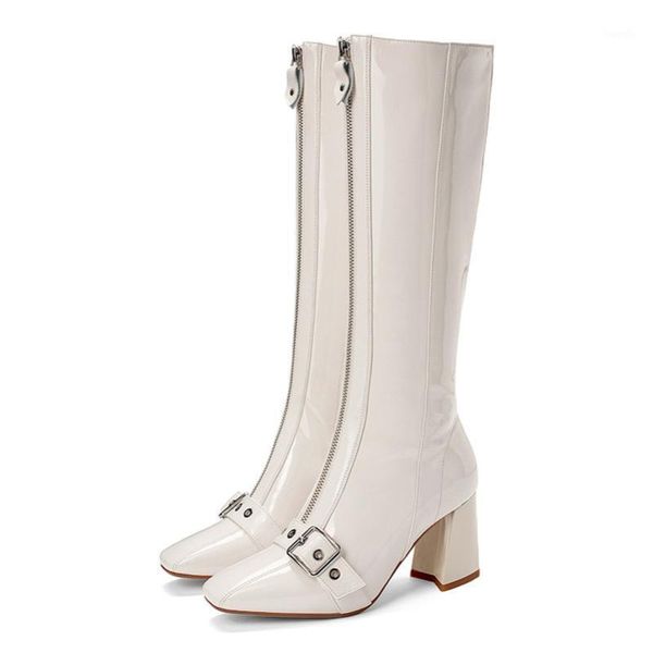 boots winter knee high women natural genuine leather buckle block heel tall zip square toe shoes lady 34-391, Black
boots winter knee high women natural genuine leather buckle block heel tall zip square toe shoes lady 34-391, Black