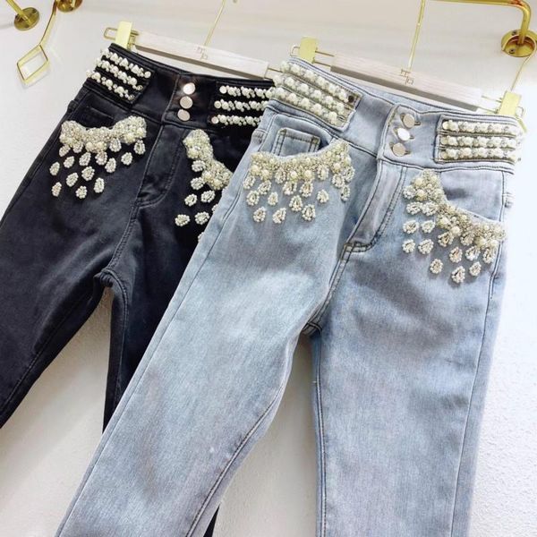 women's jeans heavy beaded high waisted super stretchy plush velvet thickened slim pencil pants pantalones de mujer cintura alta, Blue
women's jeans heavy beaded high waisted super stretchy plush velvet thickened slim pencil pants pantalones de mujer cintura alta, Blue