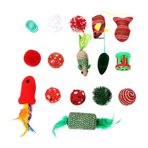 16pcs/set cat toy pet cat christmas sisal ball toy fun bells feather mice fish shape pet kitten interactive play supply
16pcs/set cat toy pet cat christmas sisal ball toy fun bells feather mice fish shape pet kitten interactive play supply