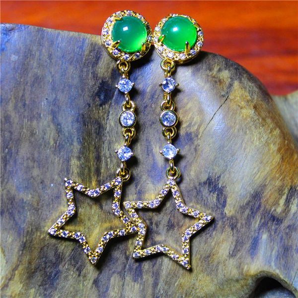 Personality Fashion Feature Jewelry Green Chalcedony Special Silver Tassel Big Star Earring For Women Luxury Namour Charm Gift, Golden;silver
Personality Fashion Feature Jewelry Green Chalcedony Special Silver Tassel Big Star Earring For Women Luxury Namour Charm Gift, Golden;silver
