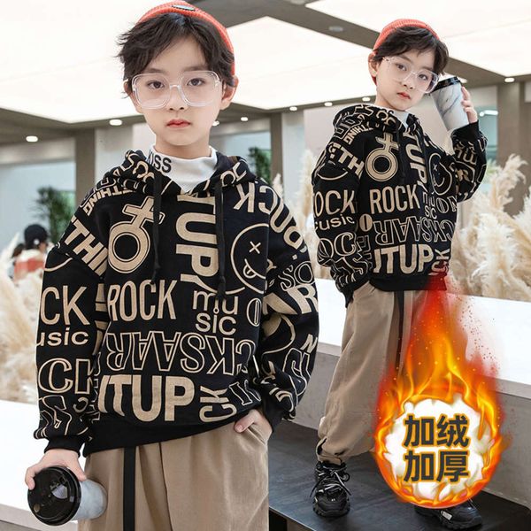 thick cashmere hoodie fashionable sweater pullover with boy's cool warm autumn and winter children's cloth, Black 
thick cashmere hoodie fashionable sweater pullover with boy's cool warm autumn and winter children's cloth, Black