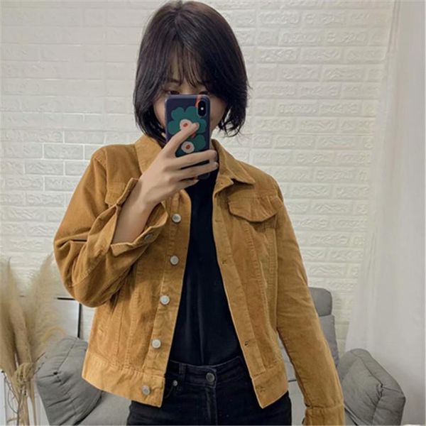 women's jackets 2021 fall women baseball corduroy jacket loose lapel shirt coat casual vintage oversize solid color cool short, Black;brown
women's jackets 2021 fall women baseball corduroy jacket loose lapel shirt coat casual vintage oversize solid color cool short, Black;brown