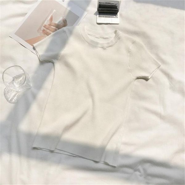 women's slim slimming solid color all-match short-sleeved knitted t-shirt fashion casual plain women's clothing1, White
women's slim slimming solid color all-match short-sleeved knitted t-shirt fashion casual plain women's clothing1, White