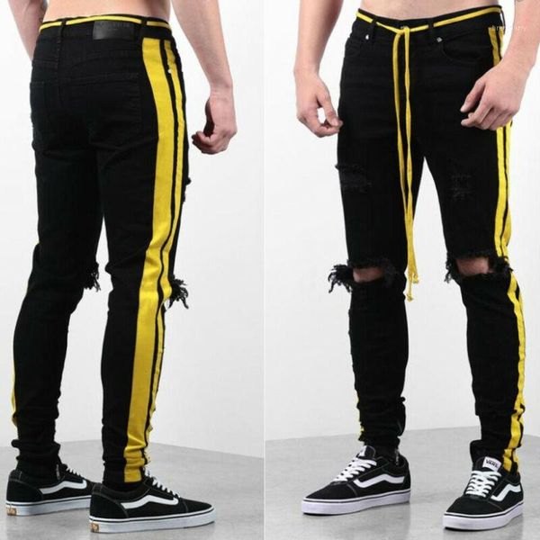 2020 trendy men skinny biker destroyed frayed fit denim ripped denim pants side stripe pencil pants hip hop streetwear1, Black
2020 trendy men skinny biker destroyed frayed fit denim ripped denim pants side stripe pencil pants hip hop streetwear1, Black