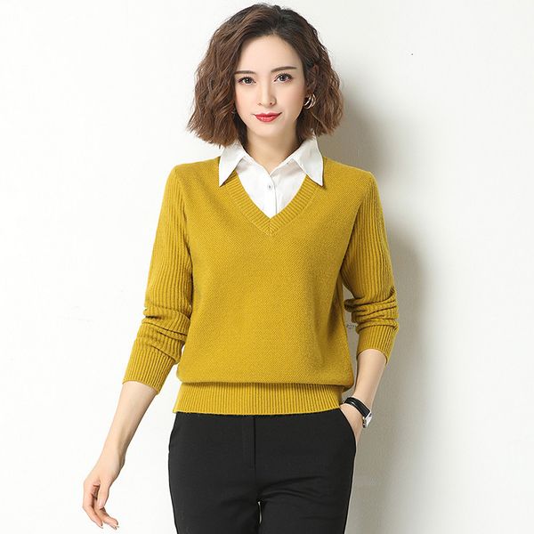 2021 new spring autumn women long sleeve slim fake-two knitted sweater fashion elegant casual office ladies winter large size 7q2a, White;black
2021 new spring autumn women long sleeve slim fake-two knitted sweater fashion elegant casual office ladies winter large size 7q2a, White;black