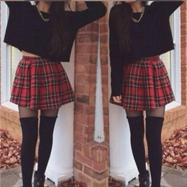 women high waist skater flared red check plaid pleated short mini skirt shorts drop shipping, Black
women high waist skater flared red check plaid pleated short mini skirt shorts drop shipping, Black