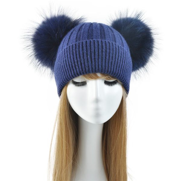 double real raccoon fur pompom hat women winter caps knitted wool hats skullies beanies girls female two fur pom pom beanie hat 201009, Blue;gray
double real raccoon fur pompom hat women winter caps knitted wool hats skullies beanies girls female two fur pom pom beanie hat 201009, Blue;gray