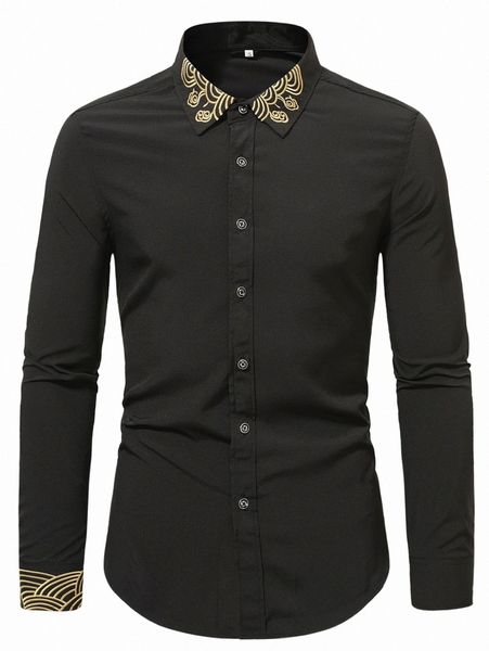 men scroll embroidery shirt x1xm#, White;black
men scroll embroidery shirt x1xm#, White;black