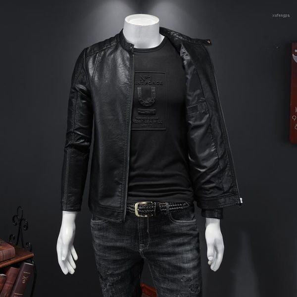 2020 new spring and autumn leather men's trendy slim korean handsome stand collar coat locomotive leather jacket men1, Black
2020 new spring and autumn leather men's trendy slim korean handsome stand collar coat locomotive leather jacket men1, Black