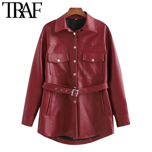 traf women fashion with belt faux leather jacket coat vintage long sleeve pockets female outerwear chic, Black
traf women fashion with belt faux leather jacket coat vintage long sleeve pockets female outerwear chic, Black