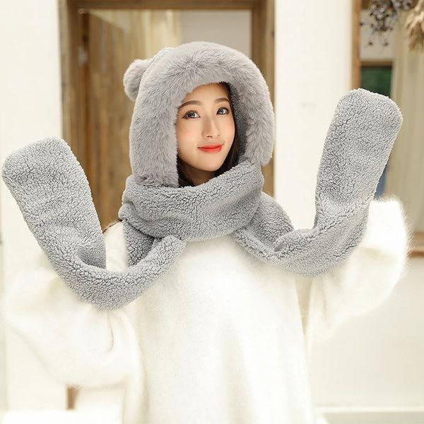 beanie/skull caps 3 in 1 scarf hat gloves double thermal velvet with ball decoration winter outdoor travel tool, Blue;gray
beanie/skull caps 3 in 1 scarf hat gloves double thermal velvet with ball decoration winter outdoor travel tool, Blue;gray