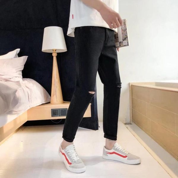 men's jeans wholesale 2021 fashion summer thin teenagers men's slim feet korean knee hole pants harajuku style bf ankle length pan, Blue
men's jeans wholesale 2021 fashion summer thin teenagers men's slim feet korean knee hole pants harajuku style bf ankle length pan, Blue