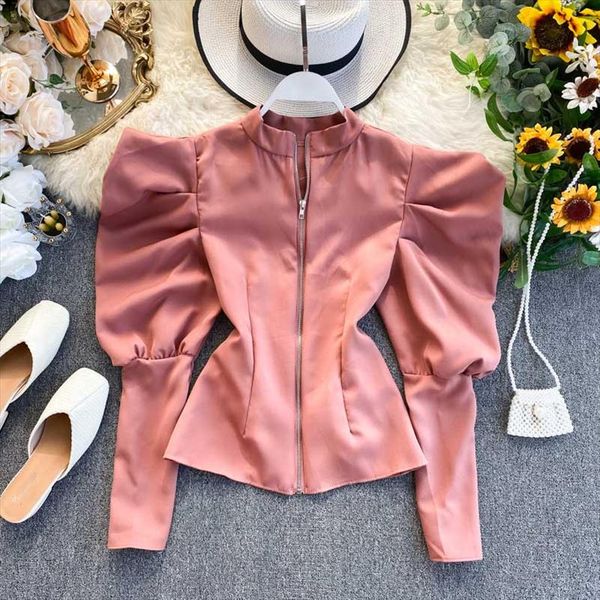 nicemix 2021 spring summer long puff sleeve o neck zipper slim blouse women drop shipping good quality, White
nicemix 2021 spring summer long puff sleeve o neck zipper slim blouse women drop shipping good quality, White