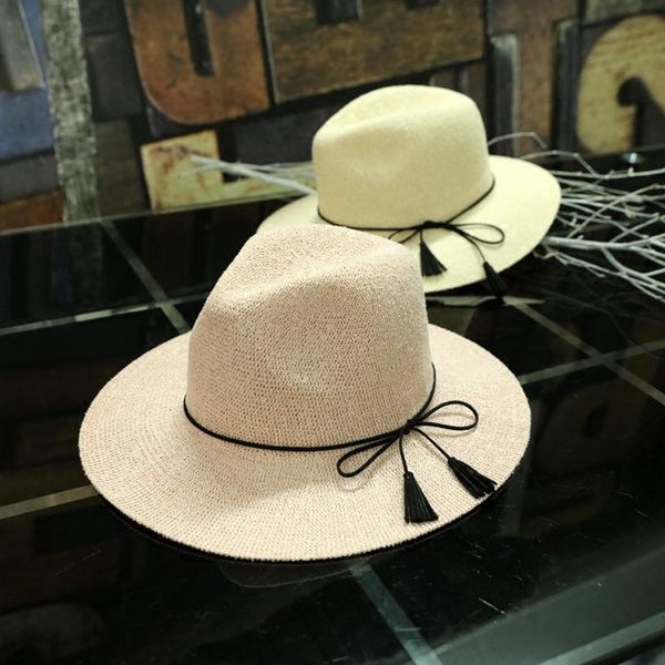 wide brim hats drop summer sun hat women europe and america tassel straw floppy cowboy beach boho cap, Blue;gray
wide brim hats drop summer sun hat women europe and america tassel straw floppy cowboy beach boho cap, Blue;gray