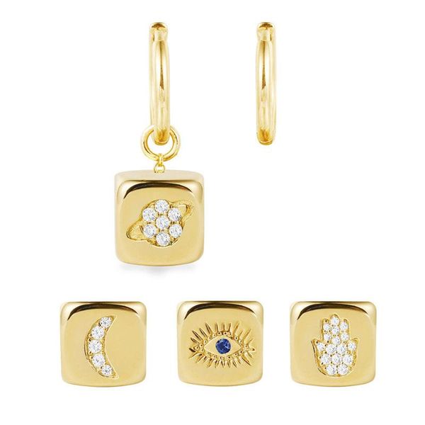 sljely fashion 925 sterling silver yellow gold color mono dice asymmetric earrings with moon eye hand planet pattern for women
sljely fashion 925 sterling silver yellow gold color mono dice asymmetric earrings with moon eye hand planet pattern for women