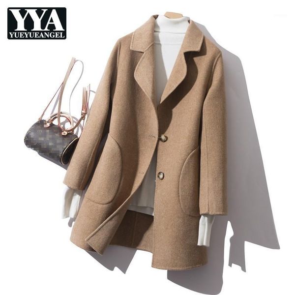 women woolen blend coat lapel collar single breasted office ladies wool mid long coat solid colors outwear casual streetwear1, Black
women woolen blend coat lapel collar single breasted office ladies wool mid long coat solid colors outwear casual streetwear1, Black