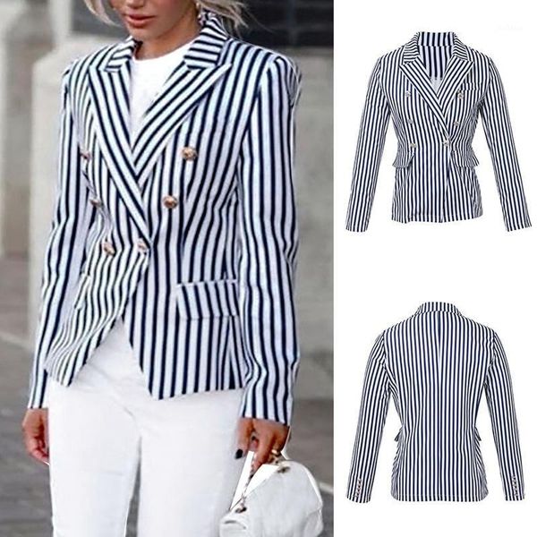 striped blazer ladies office double-breasted buttons classic slim ladies blazer autumn1, White;black
striped blazer ladies office double-breasted buttons classic slim ladies blazer autumn1, White;black