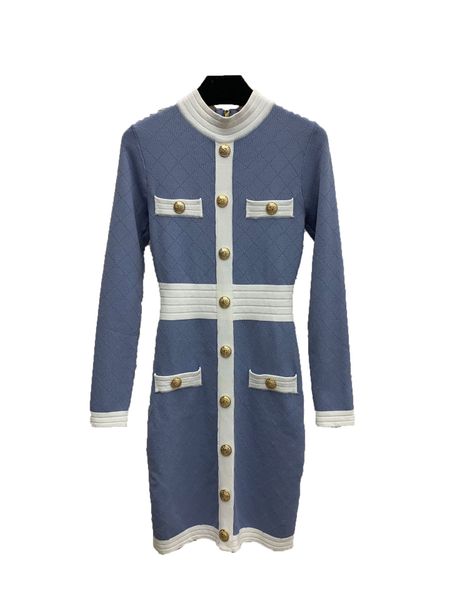 new high end single row gold button color matching waist pack buttock slim long sleeve knitted dress in autumn and winter 2020, White
new high end single row gold button color matching waist pack buttock slim long sleeve knitted dress in autumn and winter 2020, White