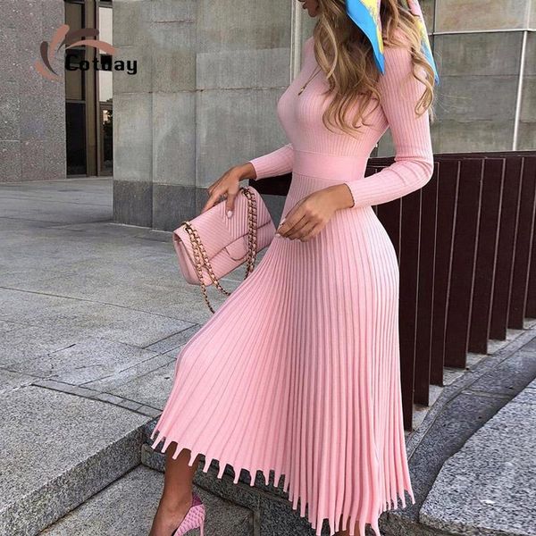 cotday slim draped women knit mid calf o neck 2020 fashion autumn winter full sleeve elegant party women sweater dress, Black;gray
cotday slim draped women knit mid calf o neck 2020 fashion autumn winter full sleeve elegant party women sweater dress, Black;gray