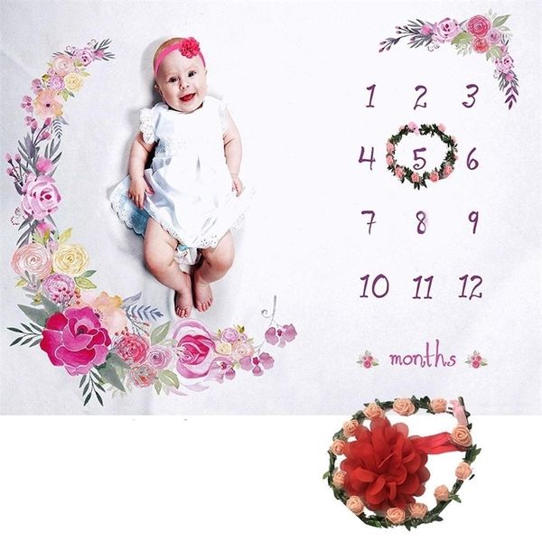 baby milestone blanket girl boy newborn pgraphy flannel flower baby monthly blanket with floral wreath headband for infant y201009
baby milestone blanket girl boy newborn pgraphy flannel flower baby monthly blanket with floral wreath headband for infant y201009