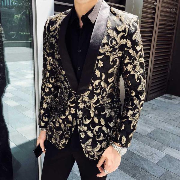 jacquard bronzing gold floral blazer men party stage singer costume homme 2020 brand new mens patchwork one button blazer jacket1, White;black
jacquard bronzing gold floral blazer men party stage singer costume homme 2020 brand new mens patchwork one button blazer jacket1, White;black