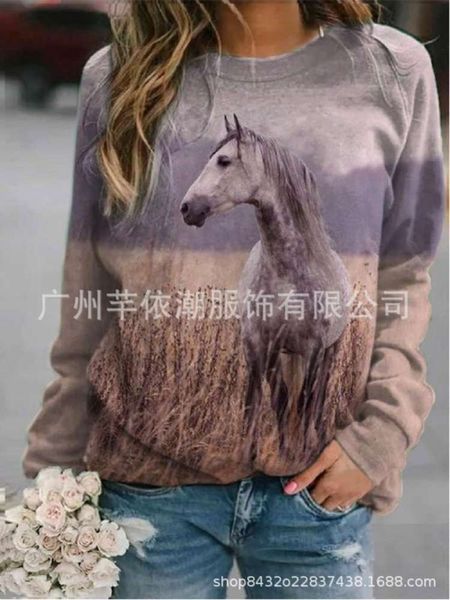 2020 pullover urban leisure trend round neck printed horse pattern long sve coat sweater tx, Black
2020 pullover urban leisure trend round neck printed horse pattern long sve coat sweater tx, Black