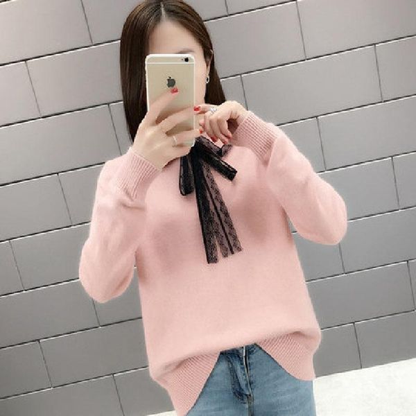 women's sweaters lucyever korean lace women pullover sweater fashion autumn bowknot jumper casual loose winter blouse femme 2021, White;black
women's sweaters lucyever korean lace women pullover sweater fashion autumn bowknot jumper casual loose winter blouse femme 2021, White;black