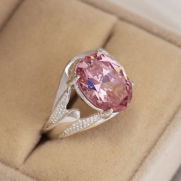 three stone rings new selling super large oval pink zircon ring for versatile women's silver plated ring, Golden;silver
three stone rings new selling super large oval pink zircon ring for versatile women's silver plated ring, Golden;silver